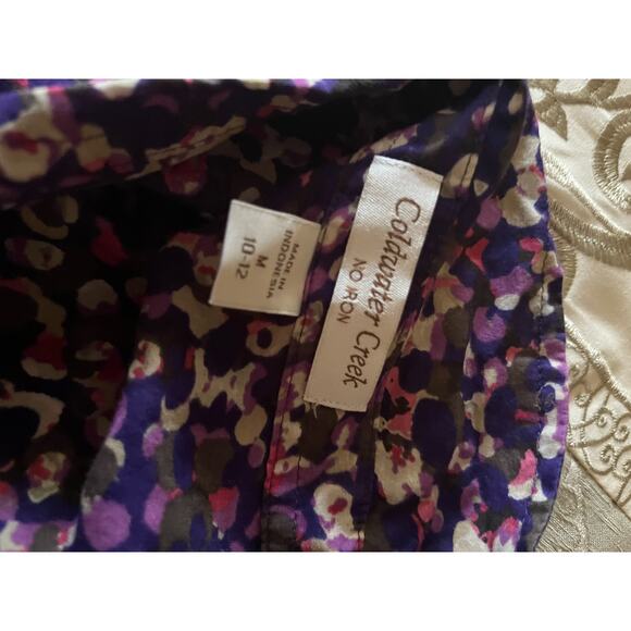 Coldwater Creek No Iron 100% cotton purple/pink fall button up shirt M Excellent - Picture 4 of 4